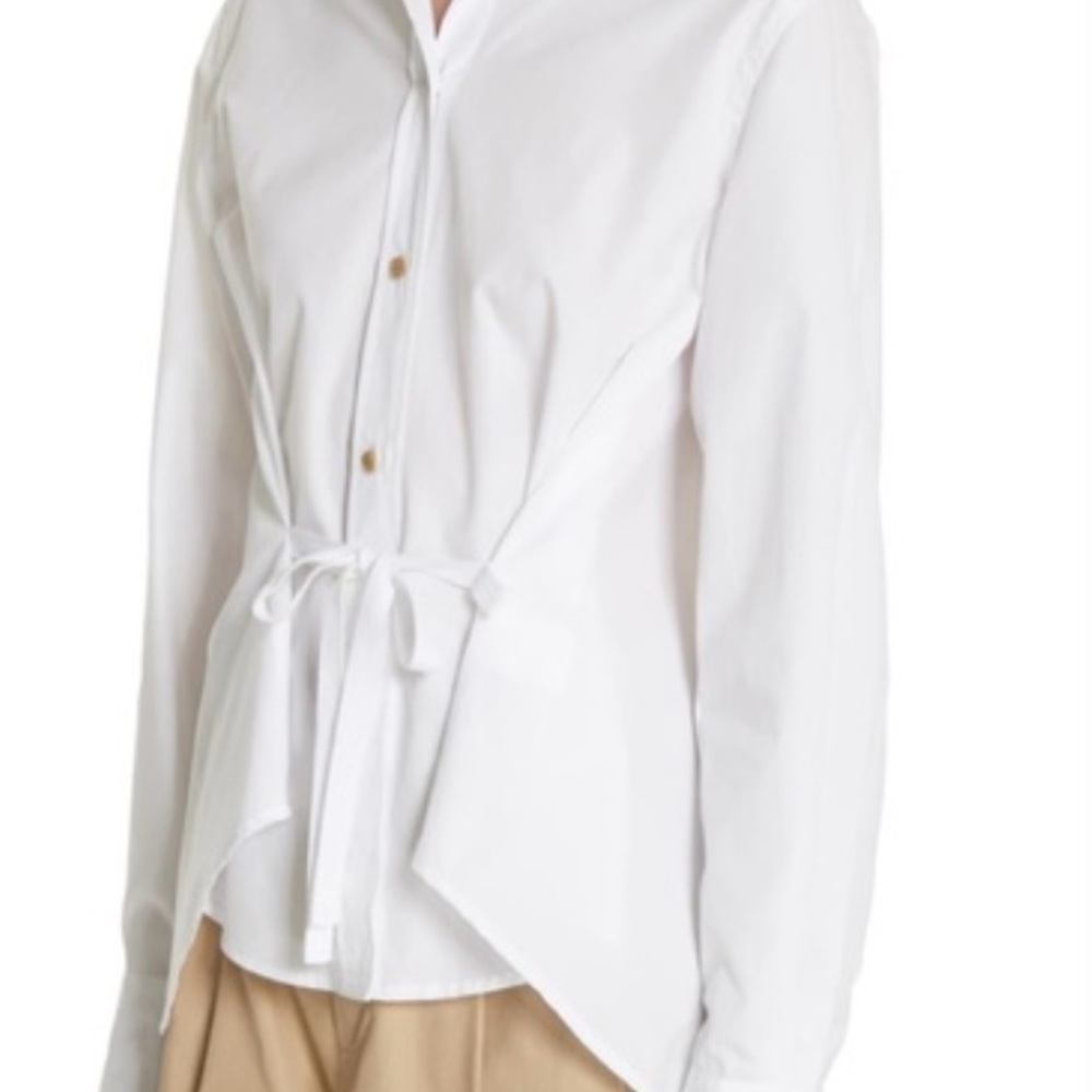 Vince Tie Front Cotton Button-Up Shirt with Tie Waist.Size S.retail $225